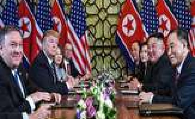 مذاکرات سران آمریکا و کره شمالی به درِ بسته خورد + تصاویر
